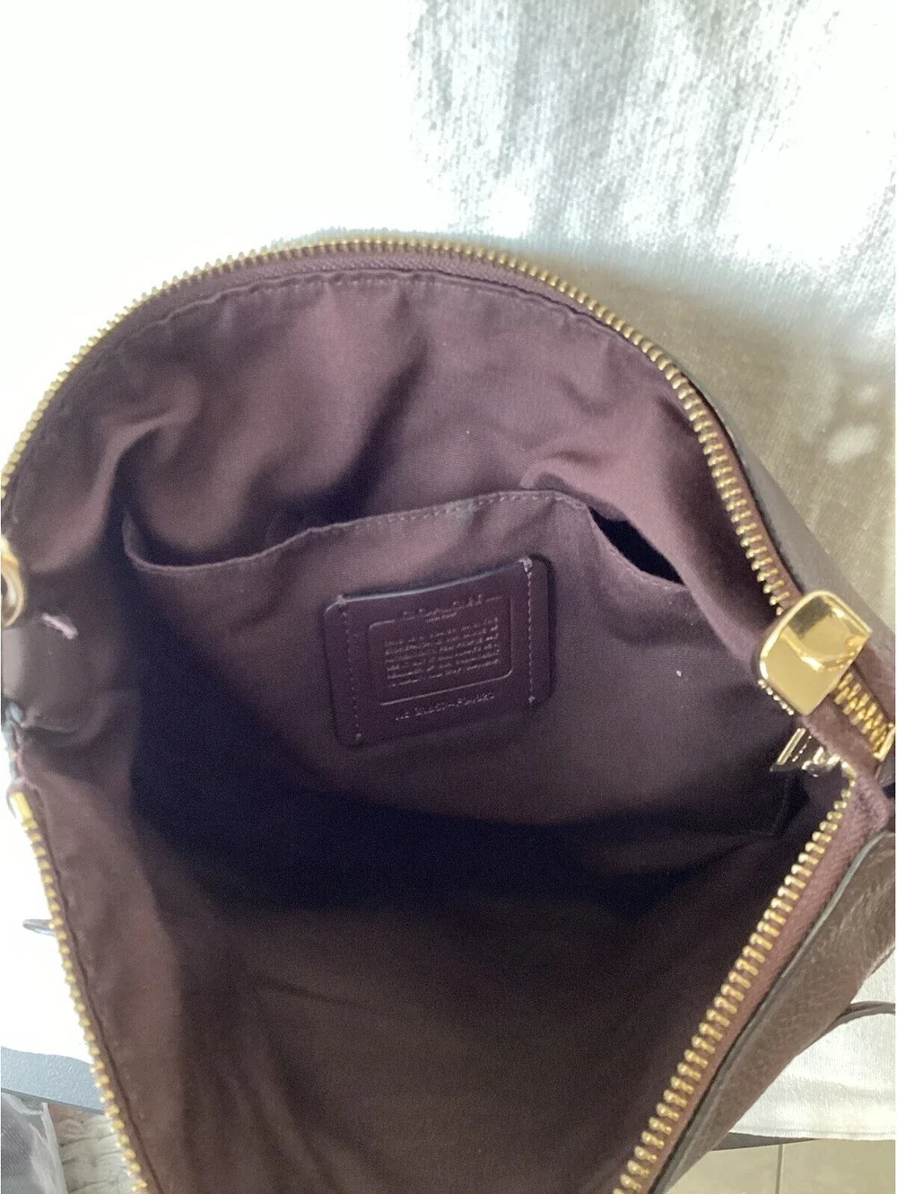 Coach Mae File Brown Pebbled Crossbody Bag Gold Hardware Detachable Strap